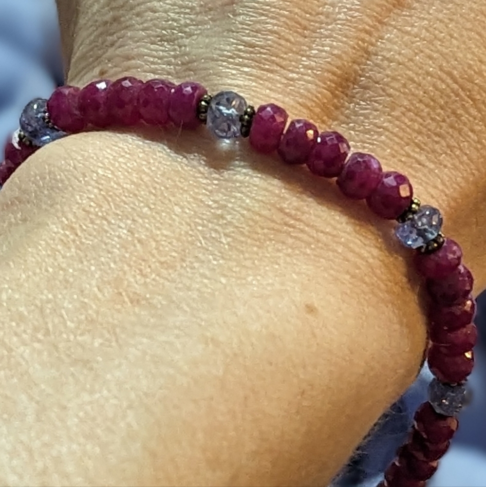 Raw Ruby And Amethyst Bracelet - image 1